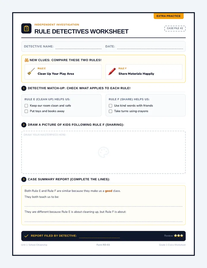 Rule Detectives Practice Worksheet