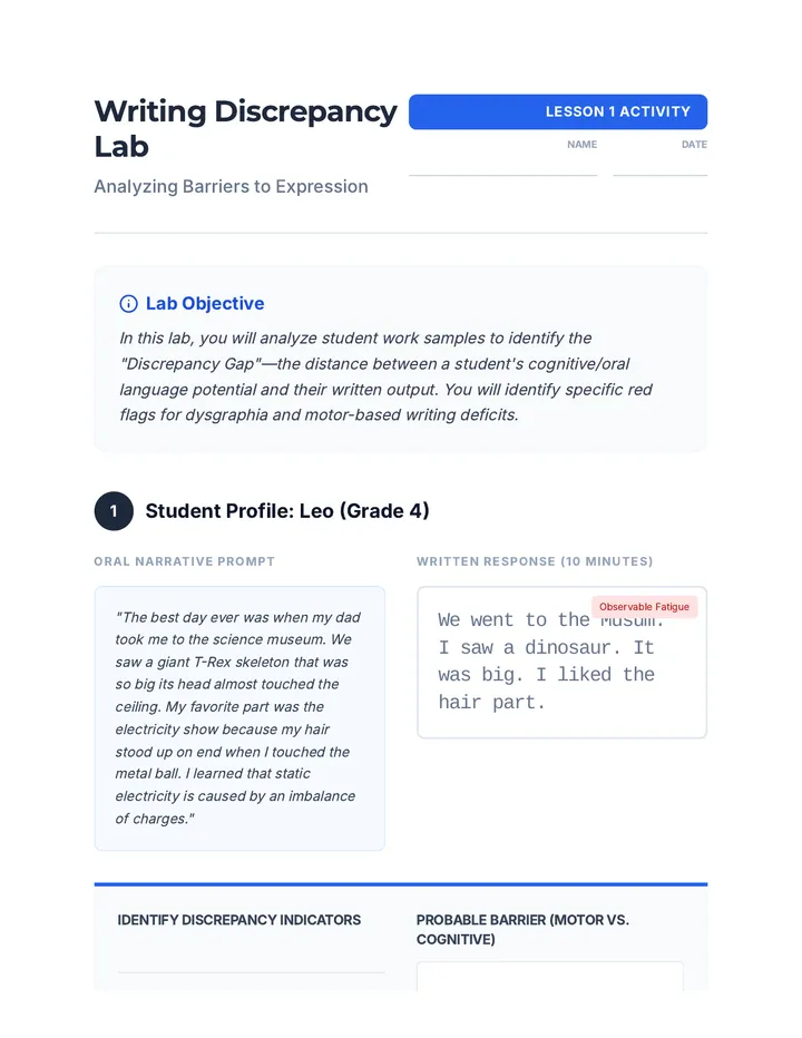Discrepancy Lab Worksheet