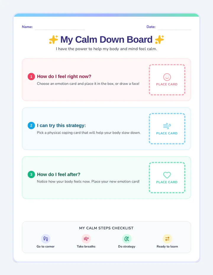 Calm Down Board and Cards
