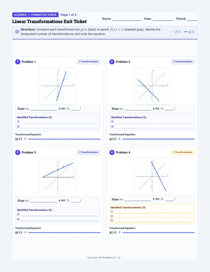 Linear Transformations Exit Ticket
