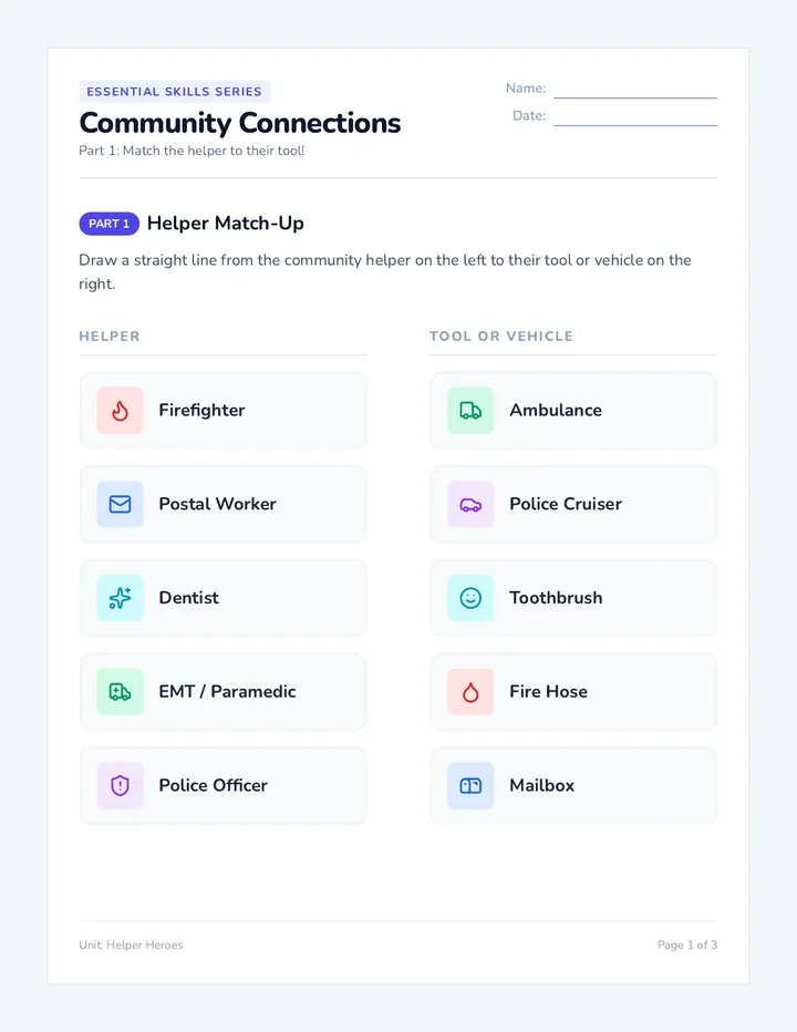 Community Connections Worksheet