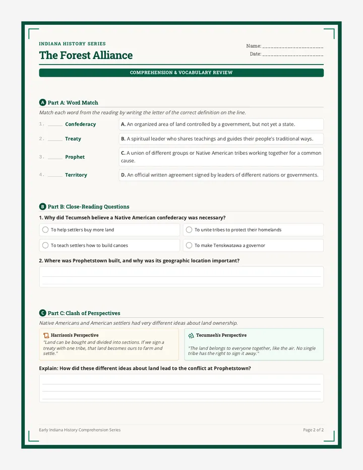 Forest Alliance Worksheet