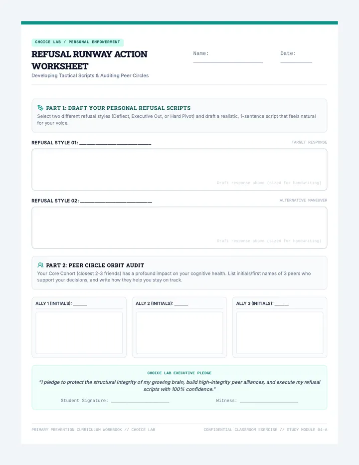 Refusal Runway Action Worksheet