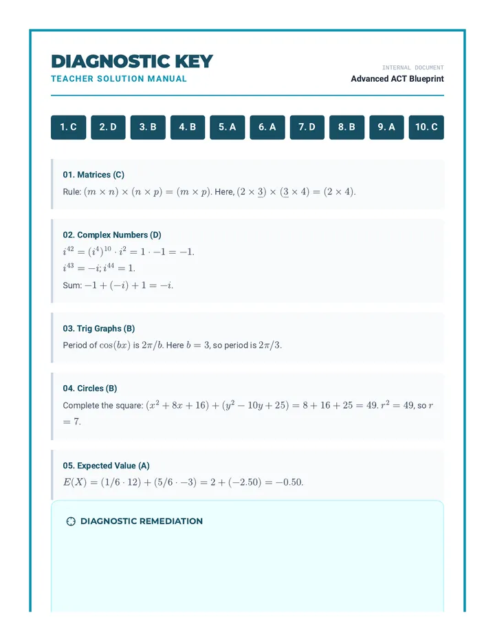 Diagnostic Quiz Answer Key