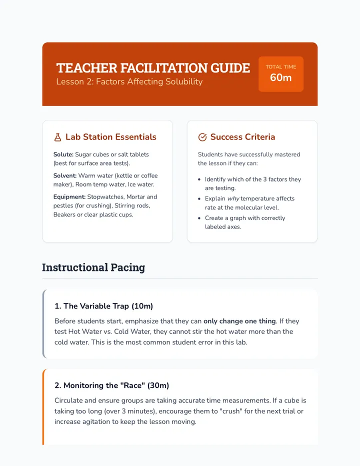 Solubility Factors Teacher Guide