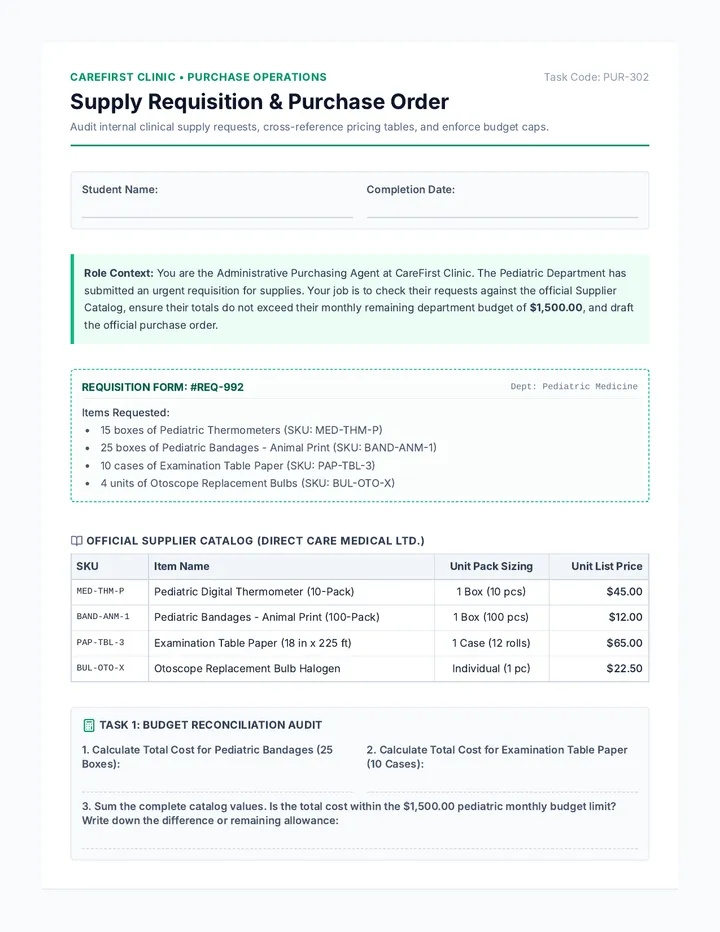Supply Requisition and Purchase Order