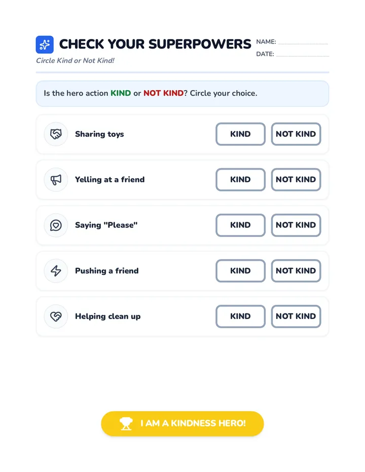 Kindness Hero Worksheet