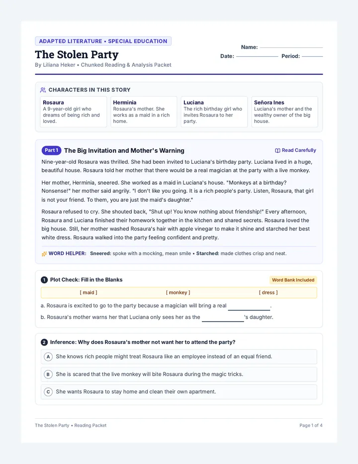 Stolen Party Reading Packet
