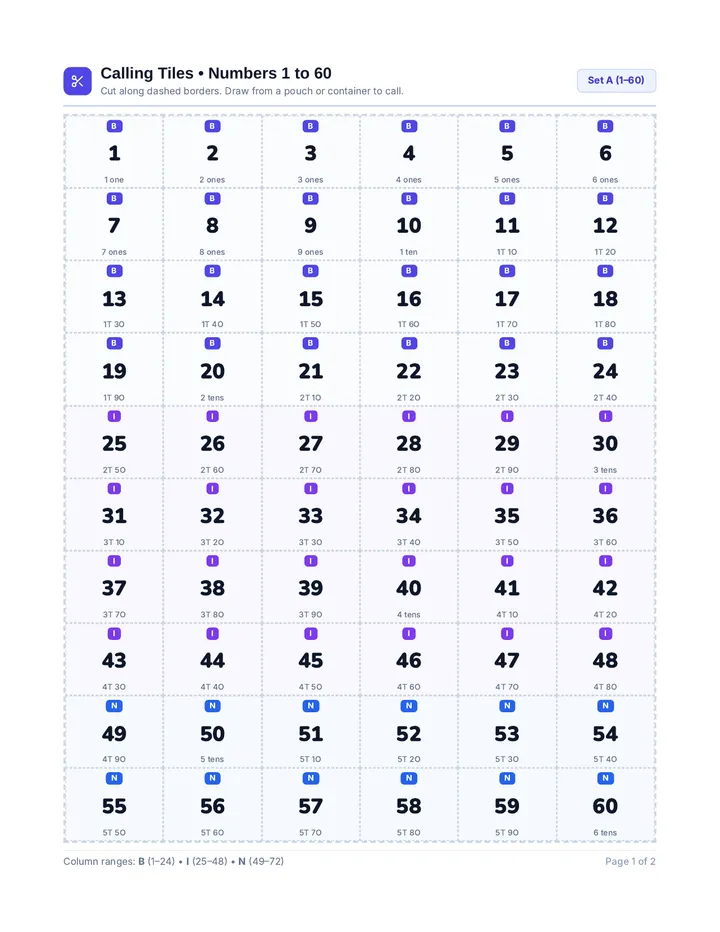 Number Quest Calling Cards
