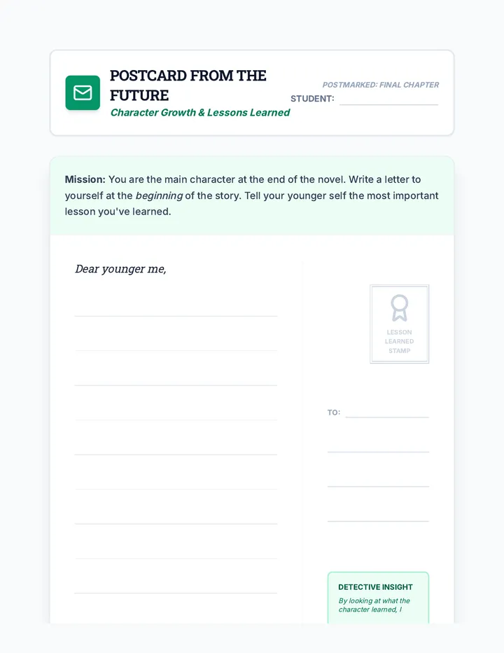 Character Growth Letter Worksheet