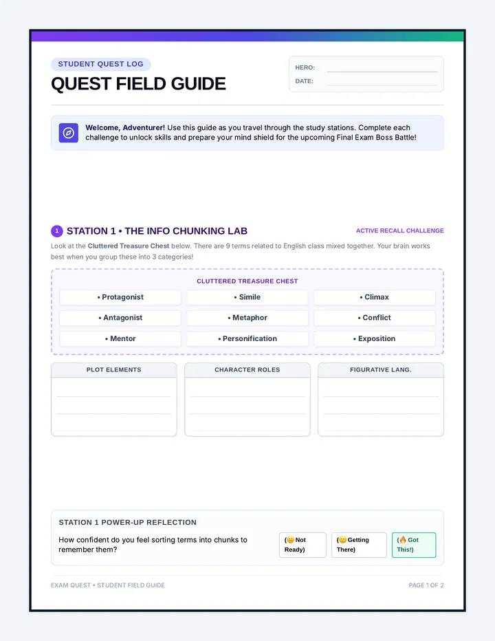 Quest Field Guide Worksheet