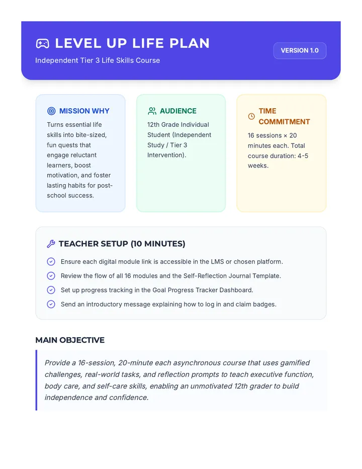 Level Up Life Plan Document