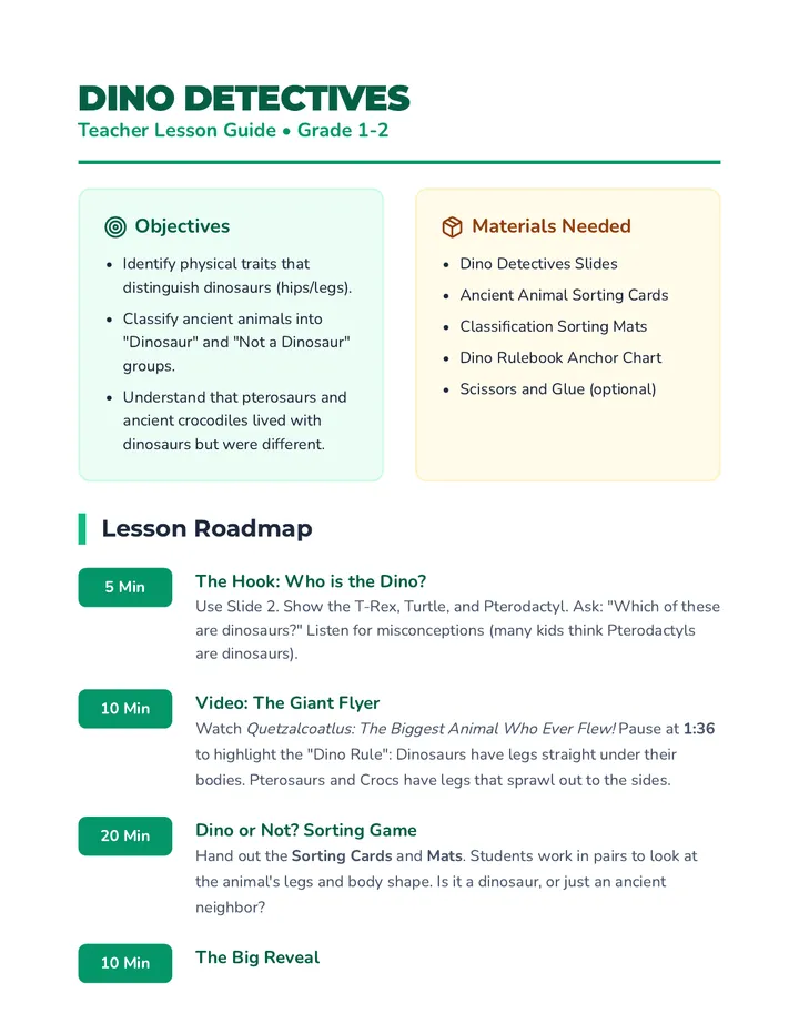 Dino Detectives Teacher Guide