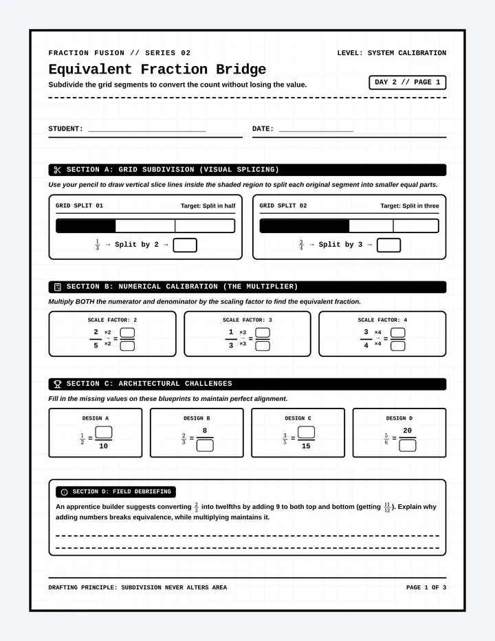 Equivalent Fraction Worksheet