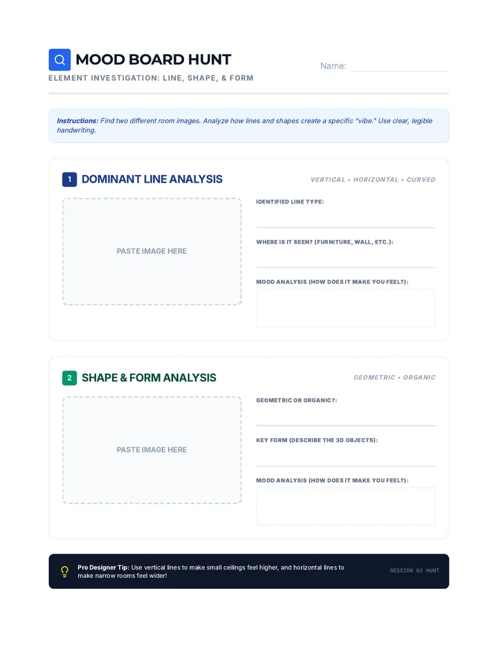 Mood Board Hunt Worksheet