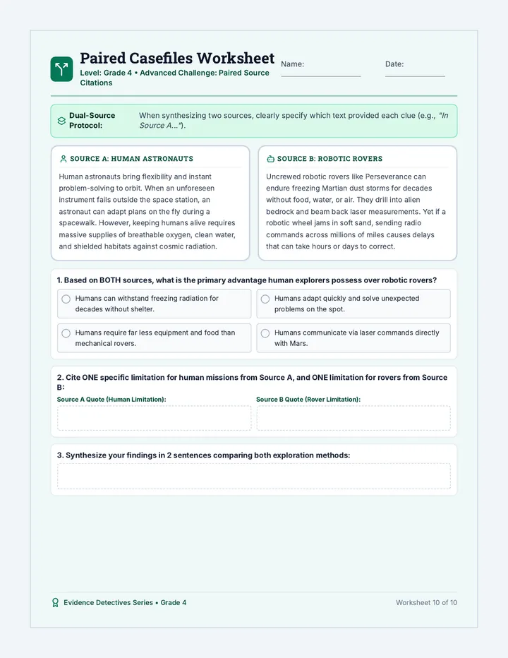 Paired Casefiles Worksheet