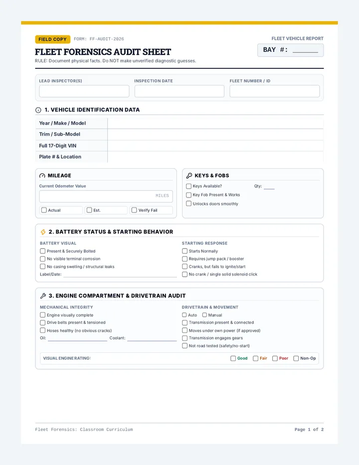 Clipboard Inspection Checklist