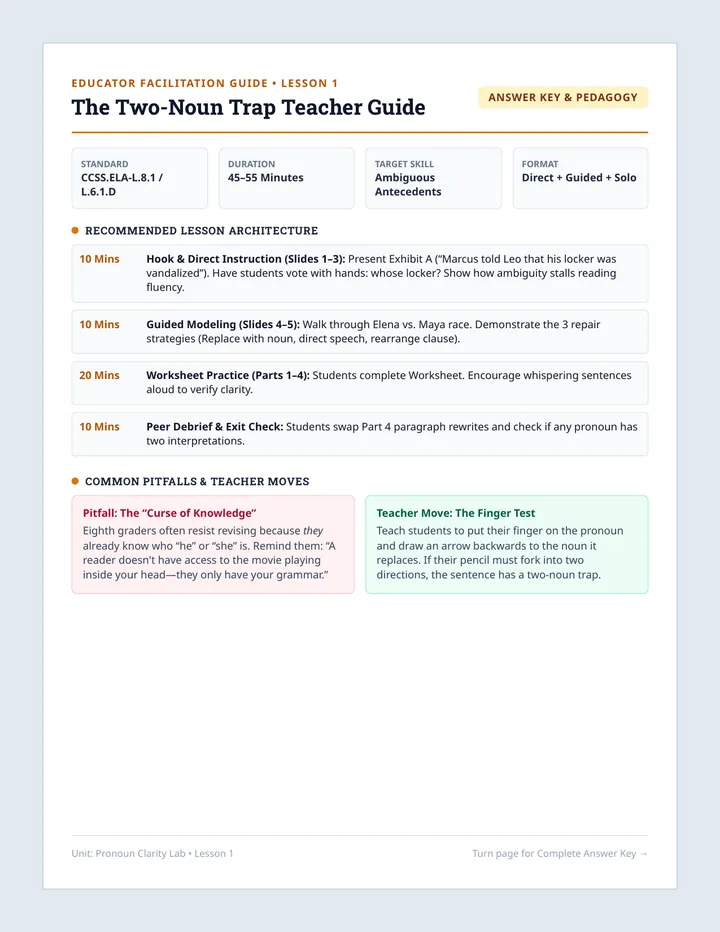 Two-Noun Trap Teacher Guide