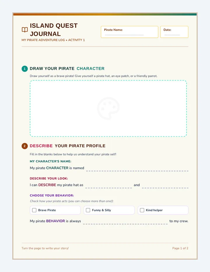 Island Quest Journal Worksheet