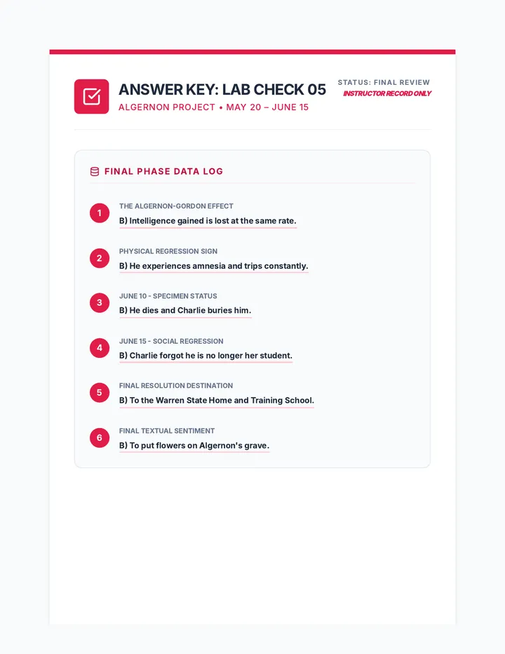 Final Reports Answer Key