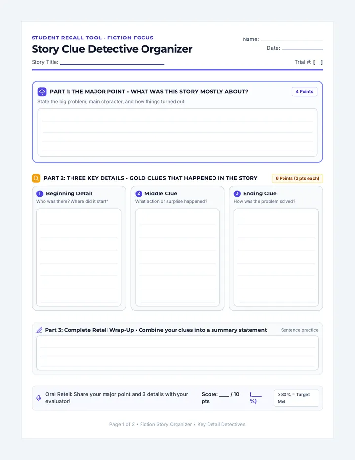 Detail Detective Graphic Organizer