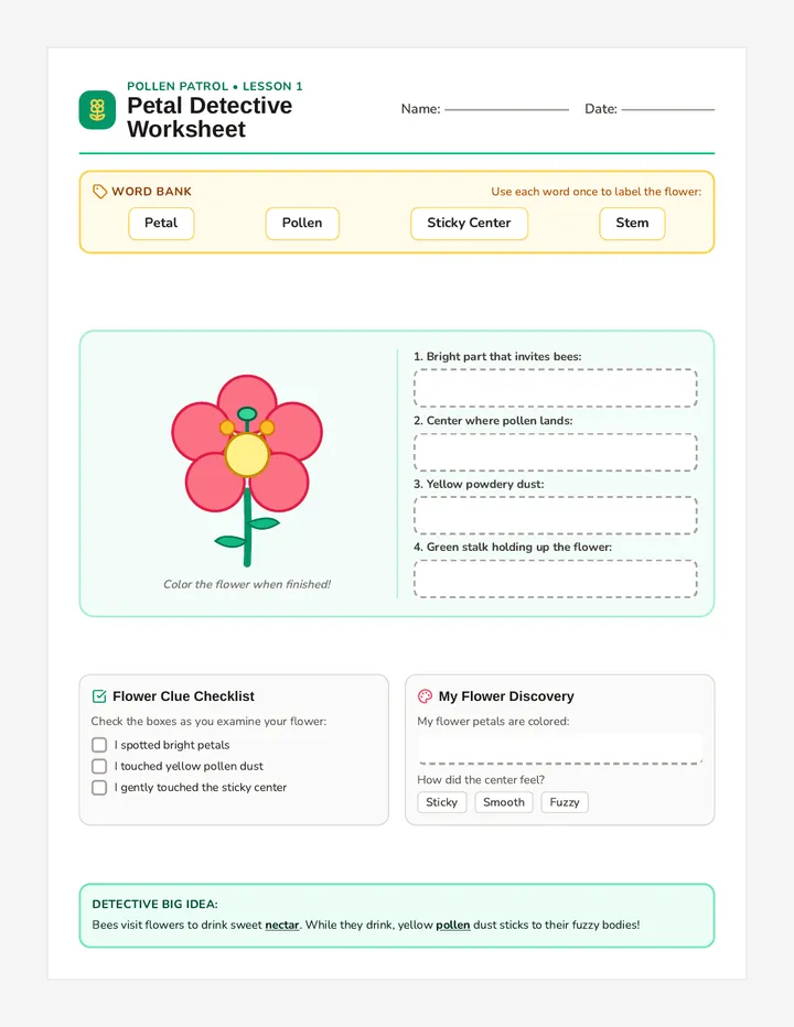 Flower Parts Worksheet