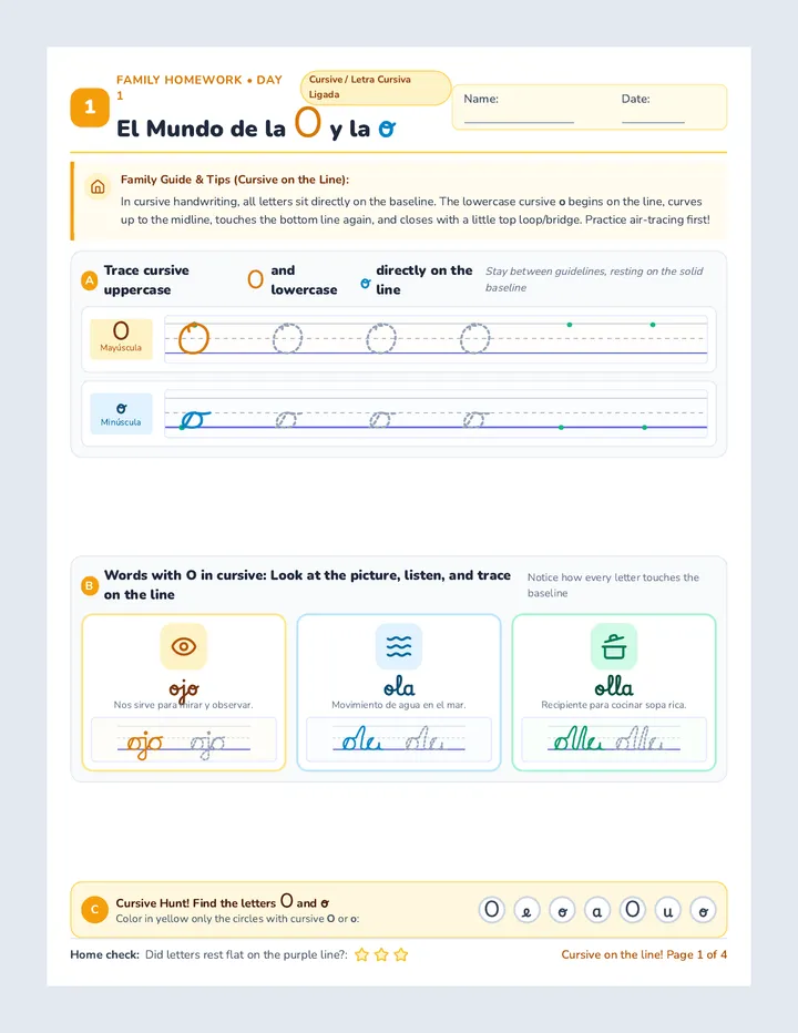 Trazos Divertidos Homework Packet