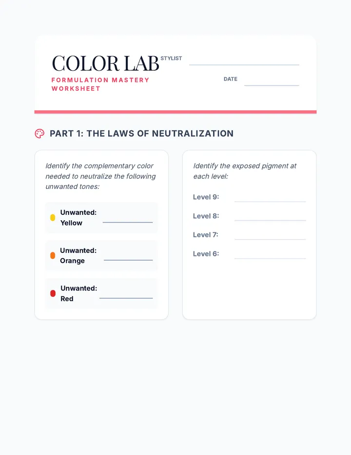 Color Lab Practice Sheet