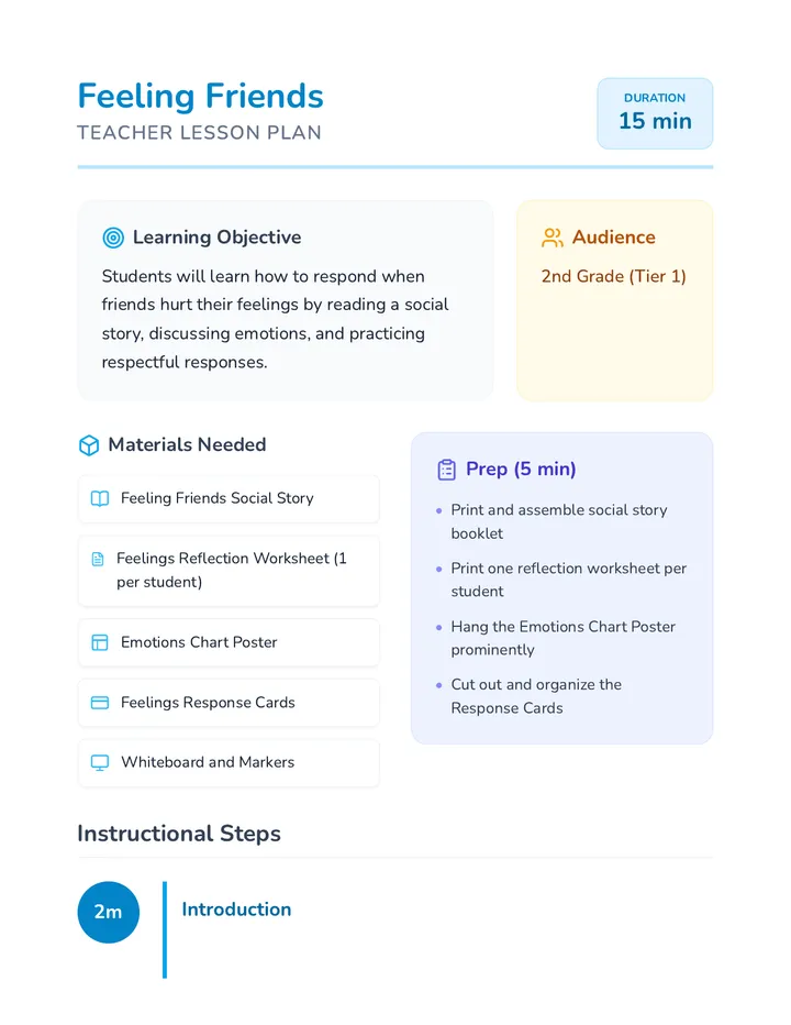 Feeling Friends Lesson Plan