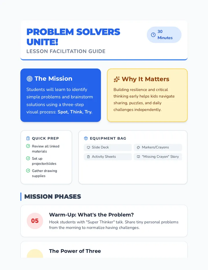 Problem Solvers Lesson Plan