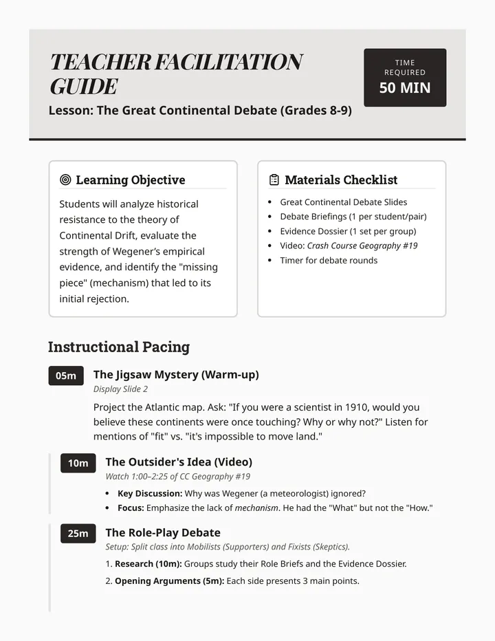 Continental Debate Teacher Guide