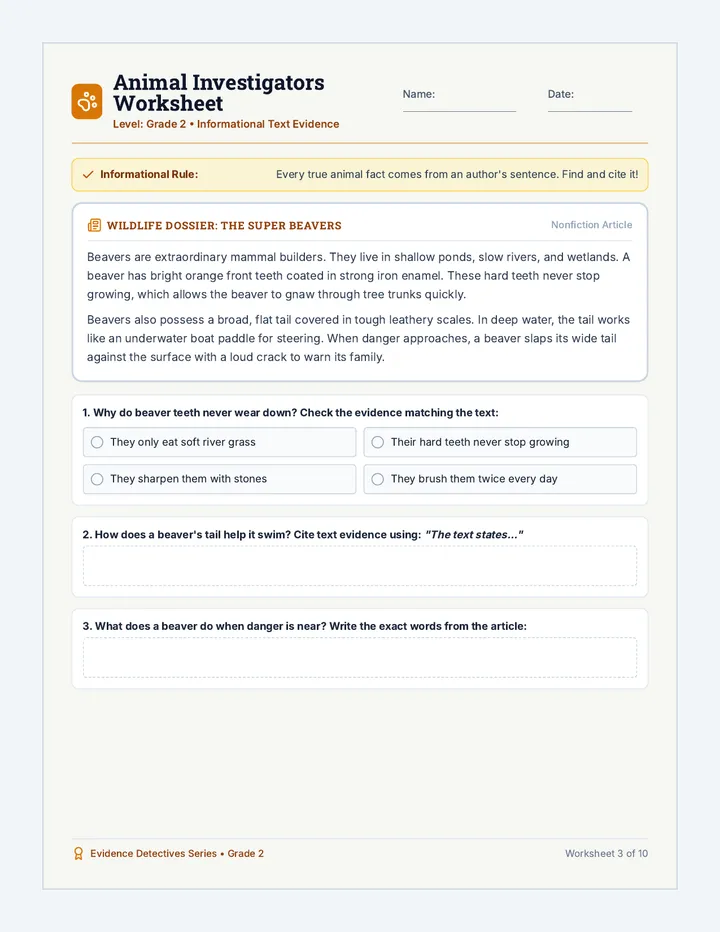 Animal Investigators Worksheet