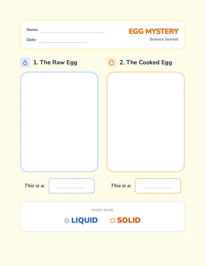 Egg Observation Journal Sheet
