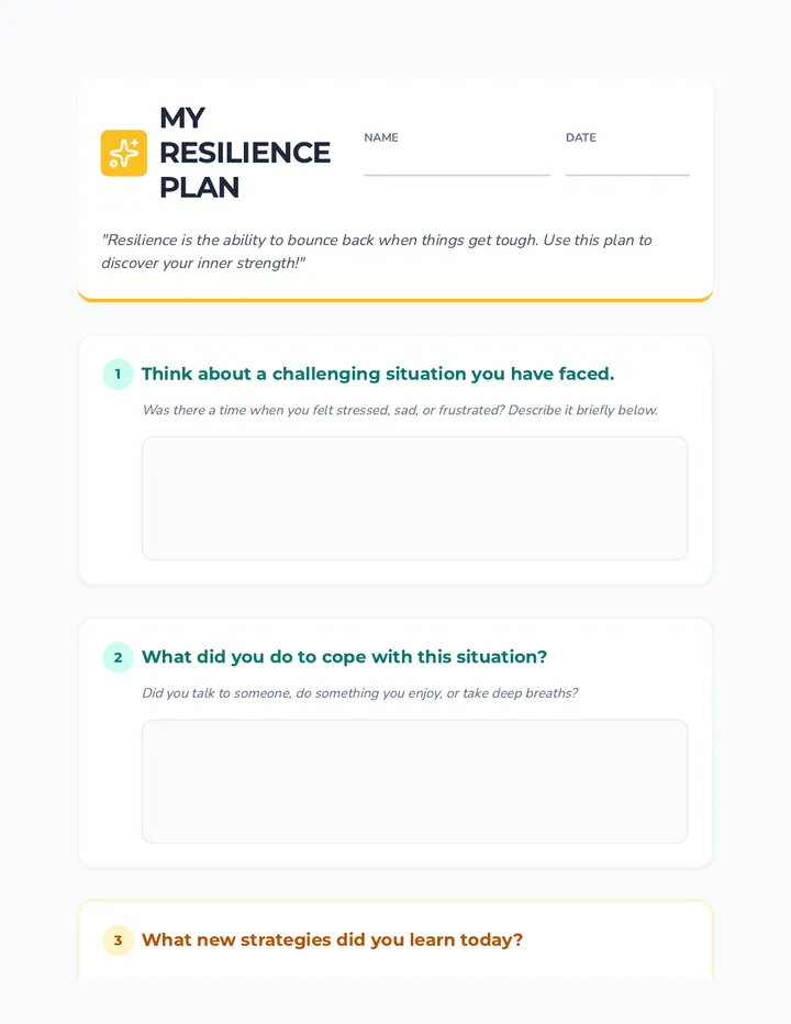 My Resilience Plan Worksheet