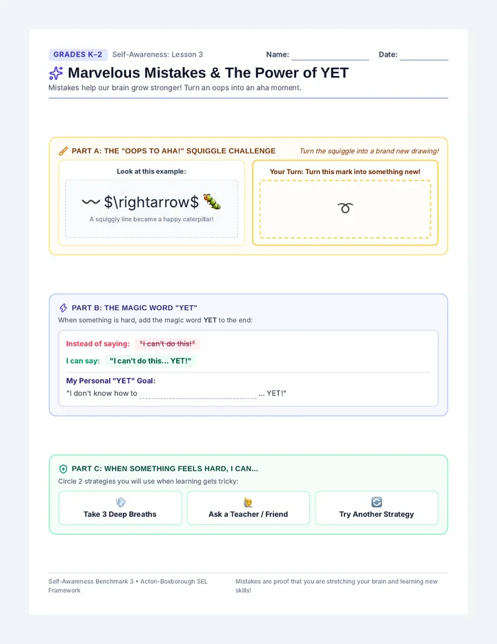 Marvelous Mistakes Primary Worksheet