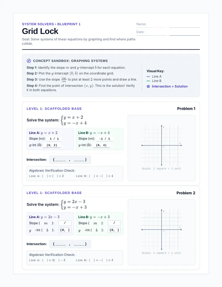 Grid Lock Worksheet