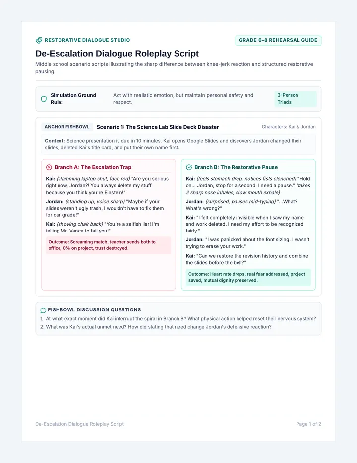 De-Escalation Dialogue Roleplay Script