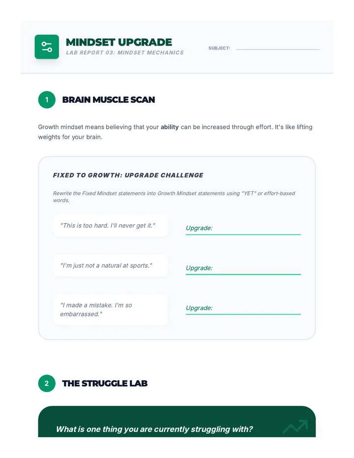 Mindset Upgrade Worksheet