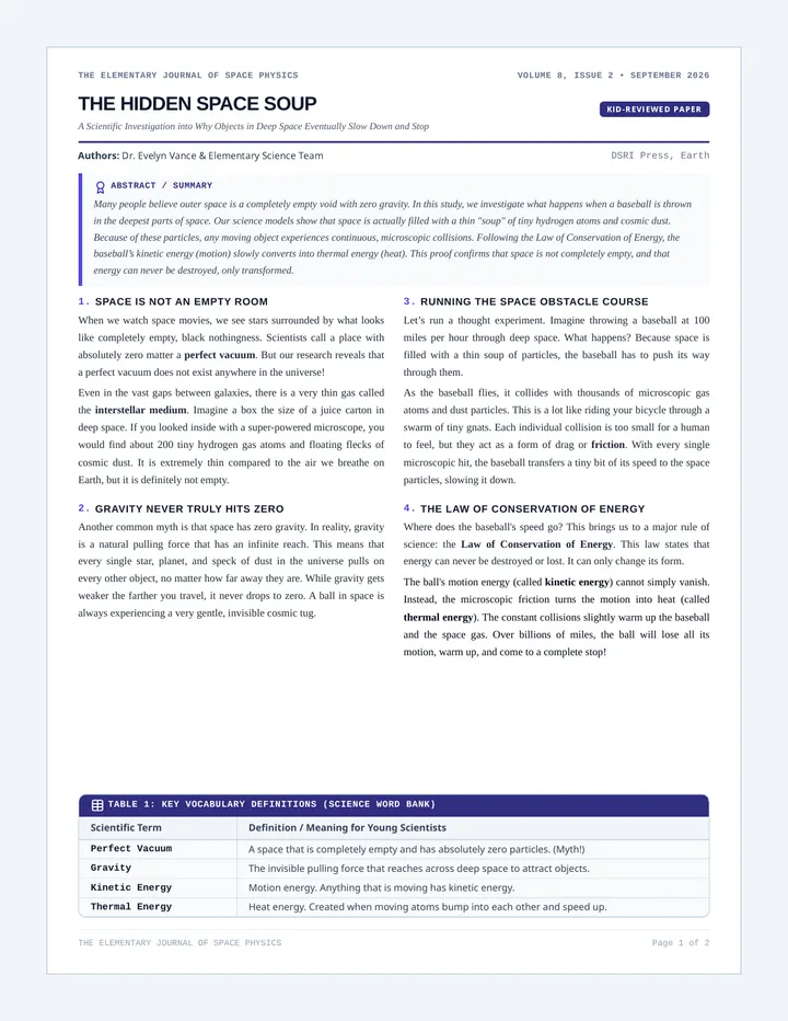 Cosmic Friction Junior Article and Questions
