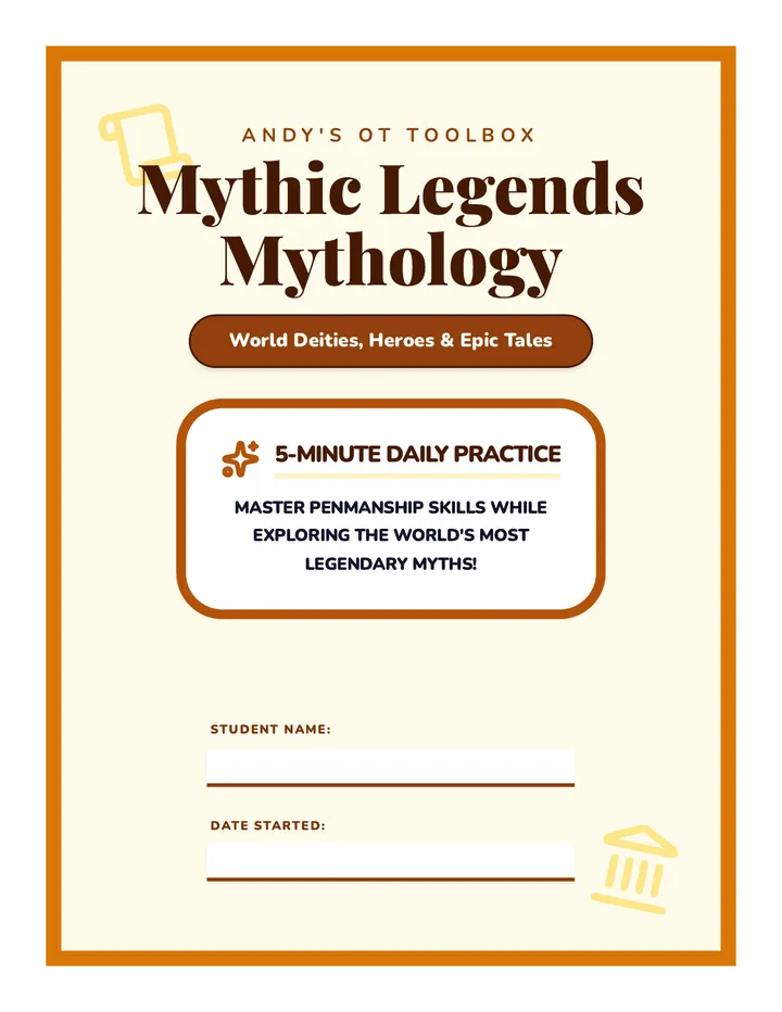 Mythic Legends Mythology 30 Day Handwriting Worksheet