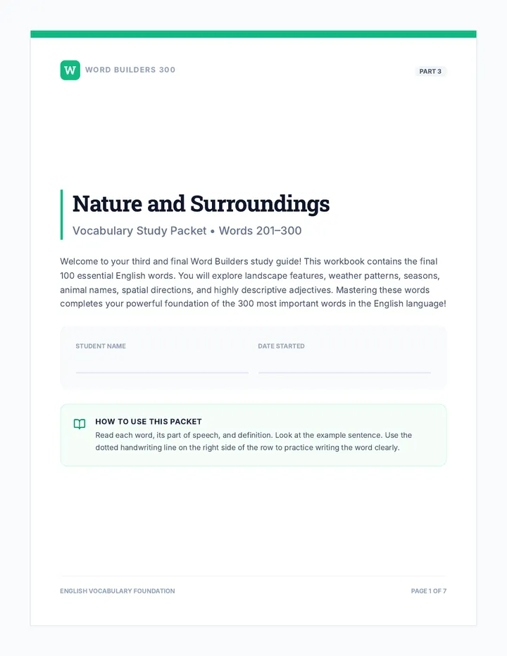 Surroundings Study Packet