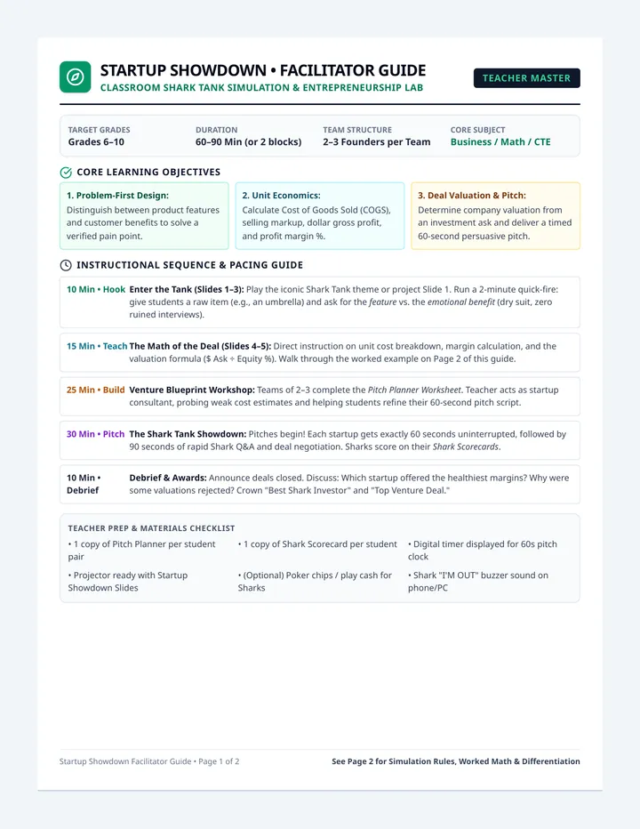 Shark Tank Facilitator Guide