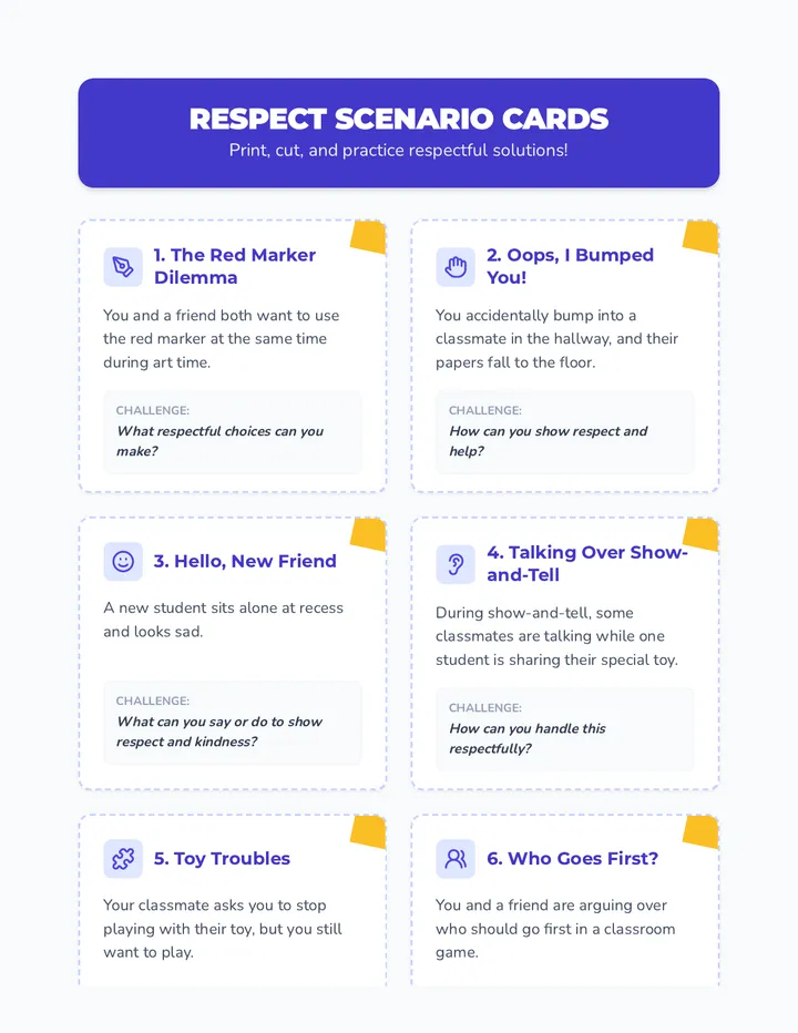 Respect Scenario Cards