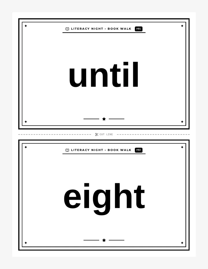 Book Walk Word Cards