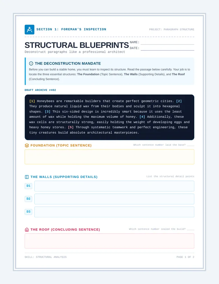 Structural Blueprints Worksheet