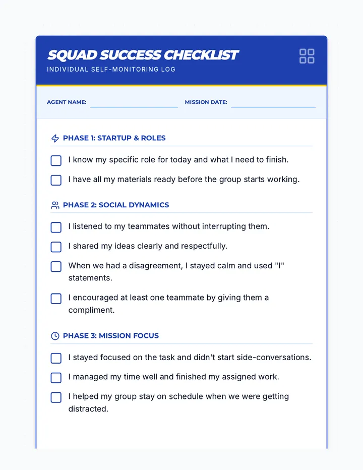 Squad Success Checklist
