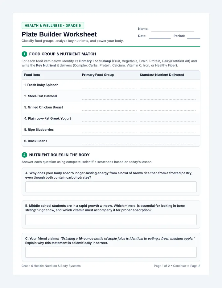 Plate Builder Worksheet
