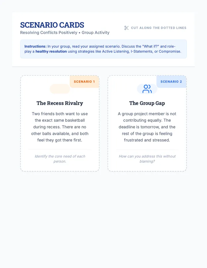 Conflict Resolution Scenario Cards