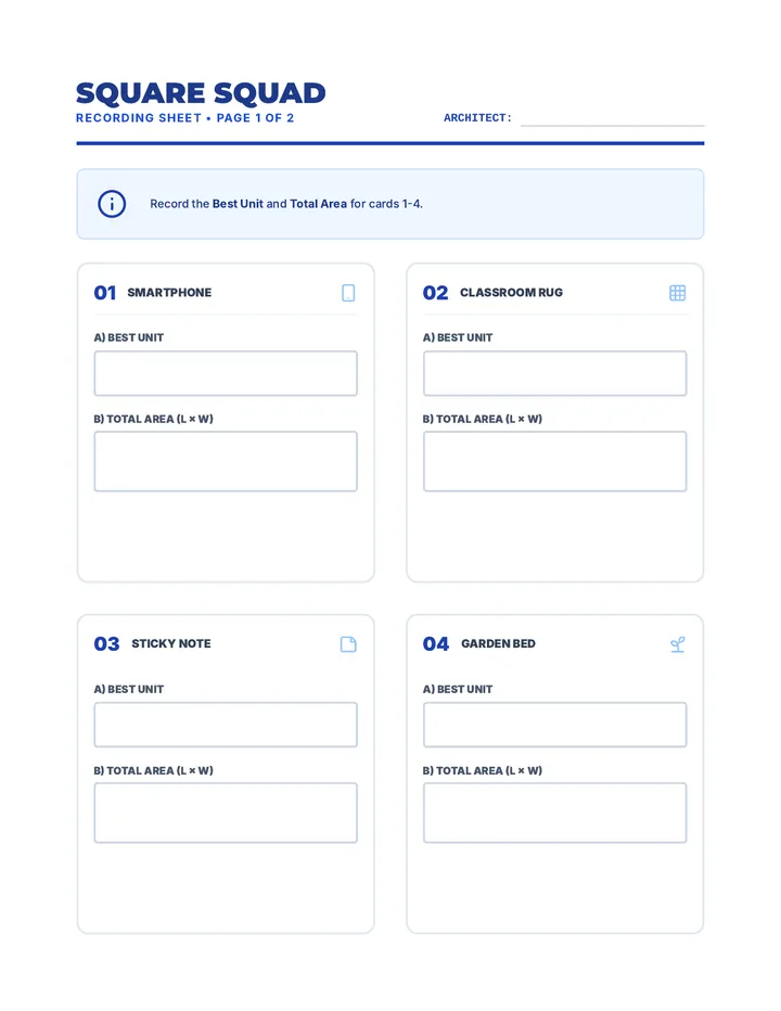 Square Squad Recording Sheet