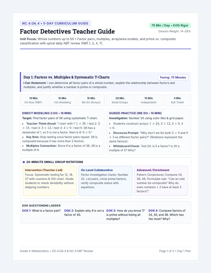 Factor Detectives Teacher Guide